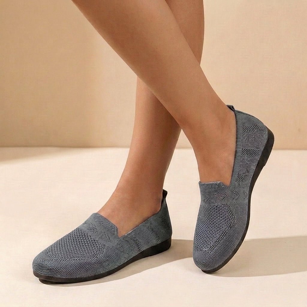 Orthopedic Slip-On Flats Knit Round Toe Women's Comfort - Dark Grey