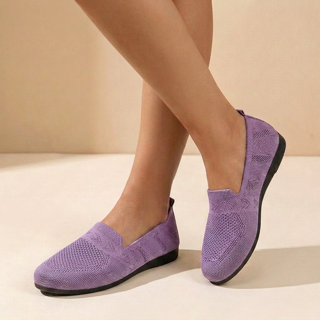 Orthopedic Slip-On Flats Knit Round Toe Women's Comfort - Purple