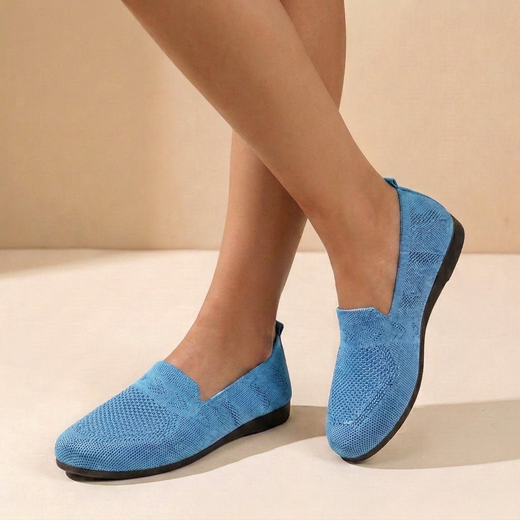 Orthopedic Slip-On Flats Knit Round Toe Women's Comfort - Sky Blue