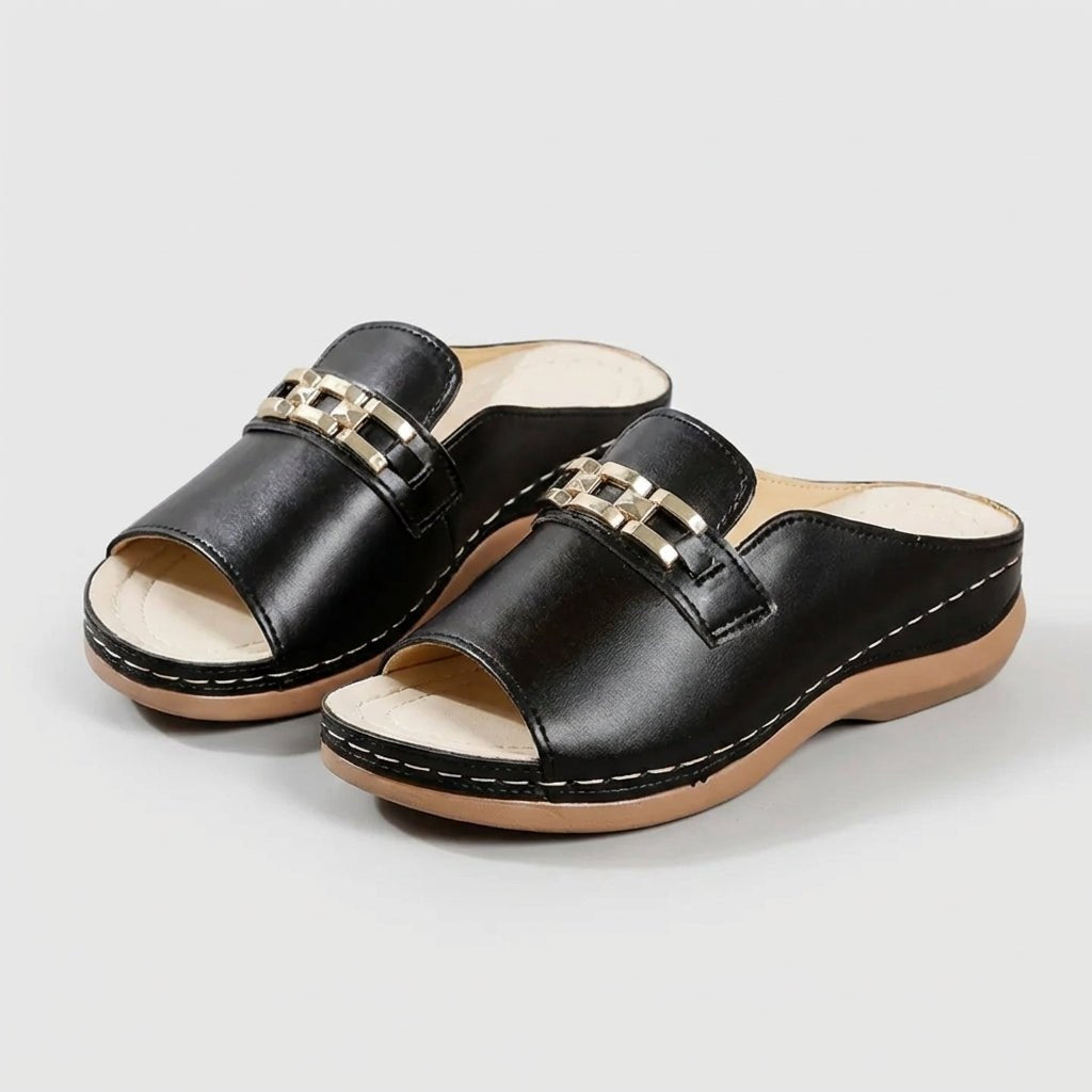 Orthopedic Wedge Sandals Chain Detail Slip-On Comfort
