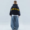 Unisex Oversized With Love Graphic Pullover Hoodie - Navy