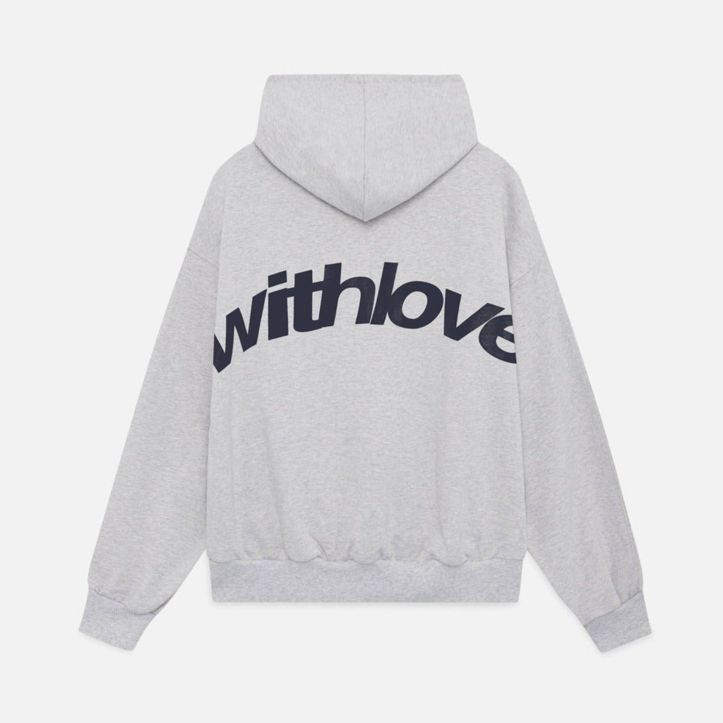 Unisex Oversized With Love Graphic Pullover Hoodie - Grey