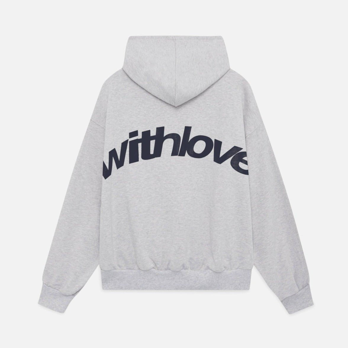 Unisex Oversized With Love Graphic Pullover Hoodie - Grey