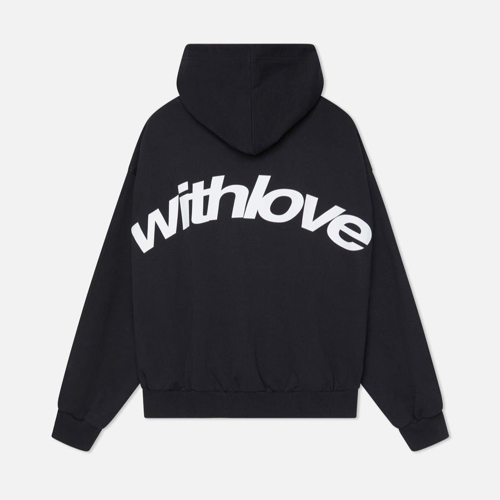 Unisex Oversized With Love Graphic Pullover Hoodie - Black