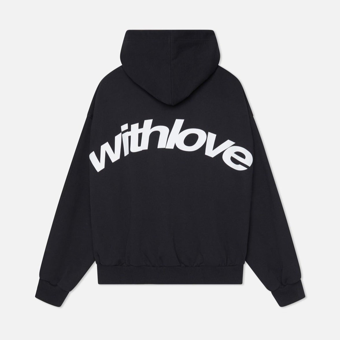 Unisex Oversized With Love Graphic Pullover Hoodie - Black
