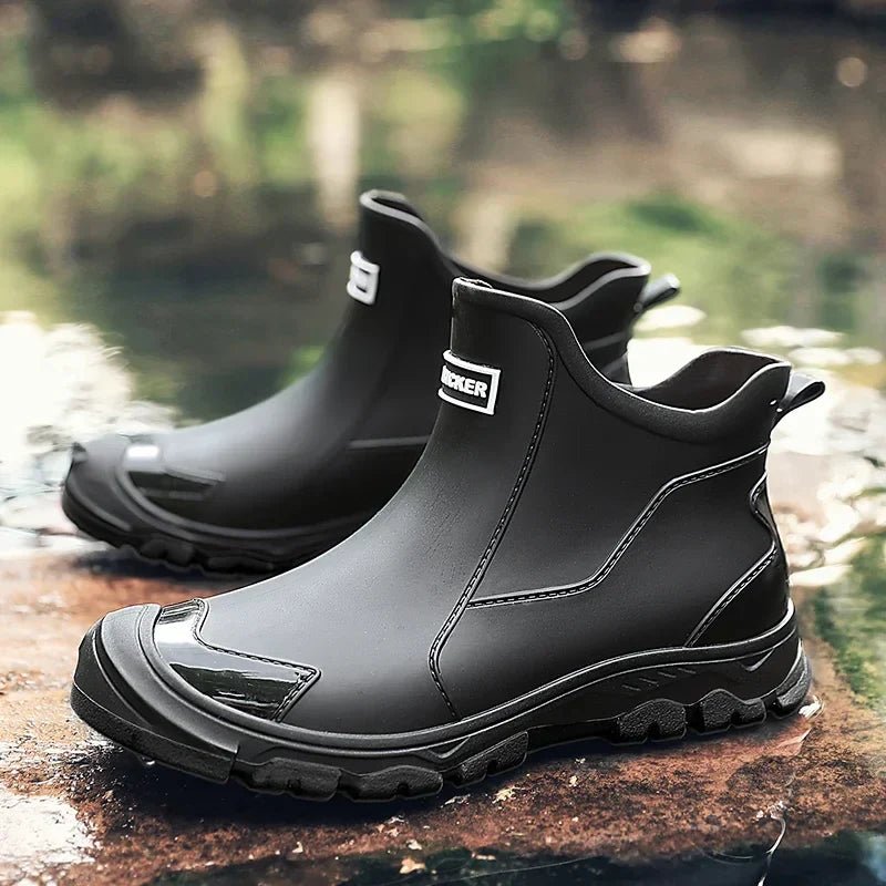 Waterproof Boots Chelsea Slip-On Rain - Black