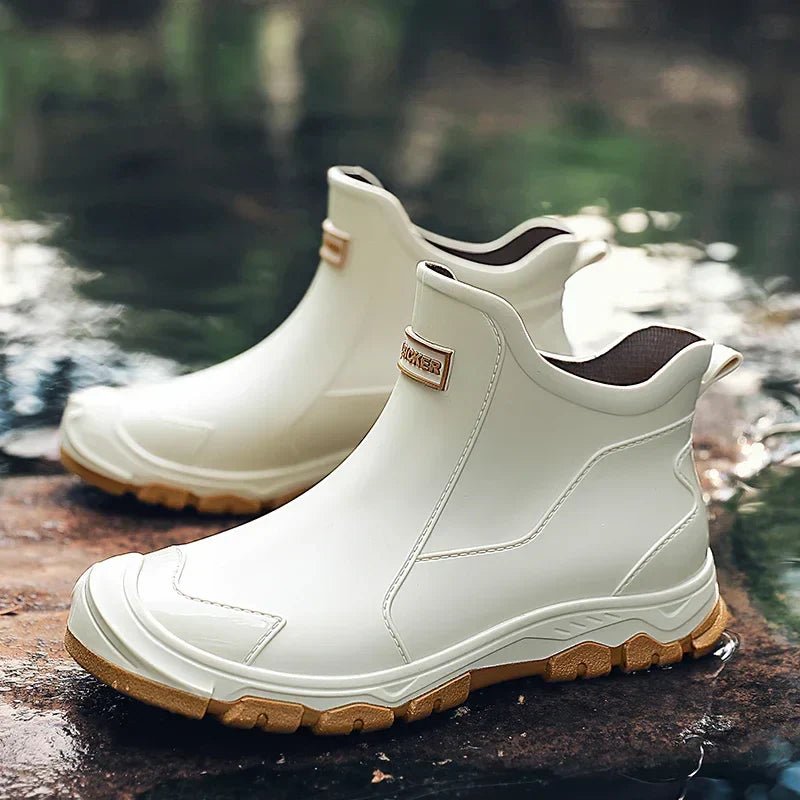 Waterproof Boots Chelsea Slip-On Rain - Beige