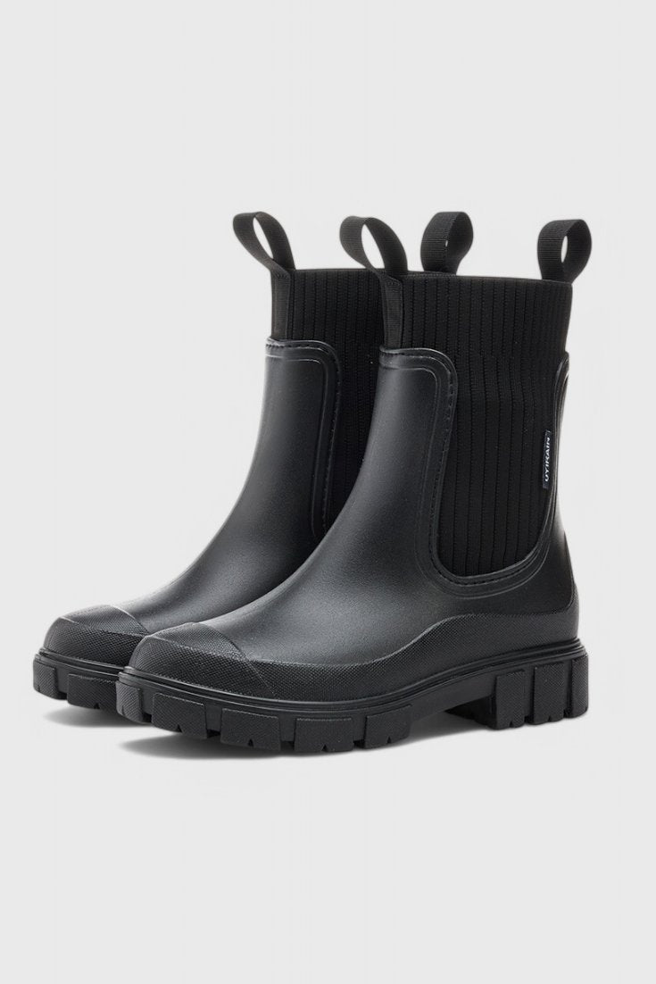 Waterproof Boots Chelsea Style Ankle Pull-On - Black