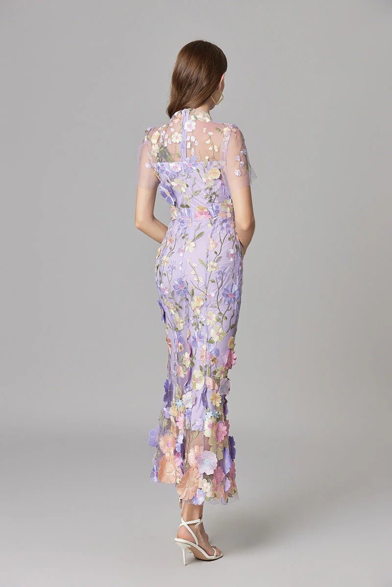Women's 3D Floral Applique Sleeveless Maxi Dress