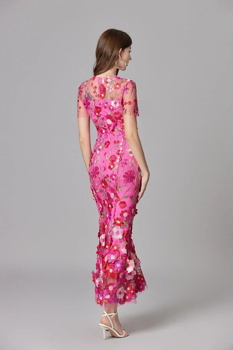 Women's 3D Floral Applique Sleeveless Maxi Dress