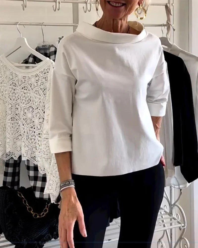 Women's Bateau Neck 3/4 Sleeve Relaxed-Fit Casual Top