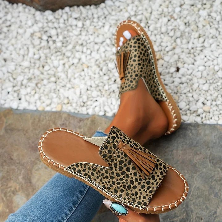 Women's Bohemian Slide Sandals Open Toe Tassel