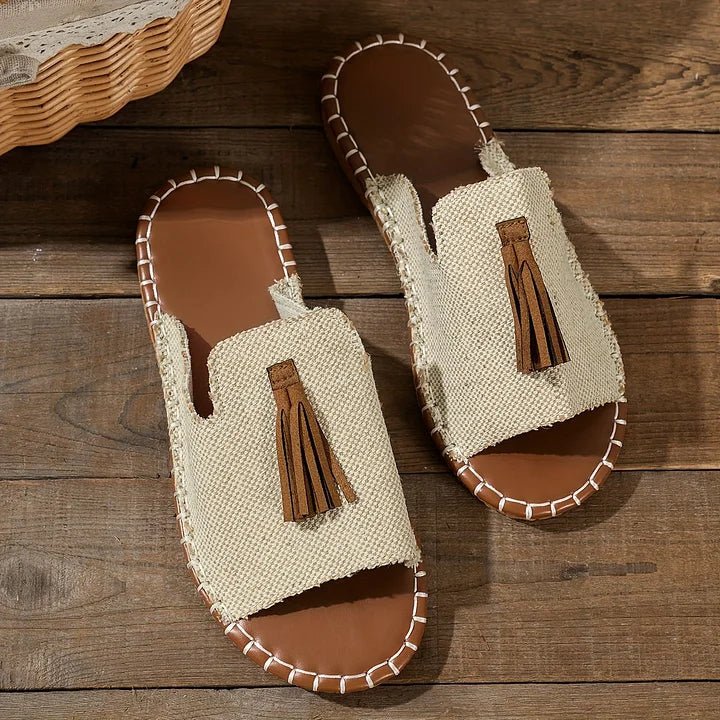 Women's Bohemian Slide Sandals Open Toe Tassel