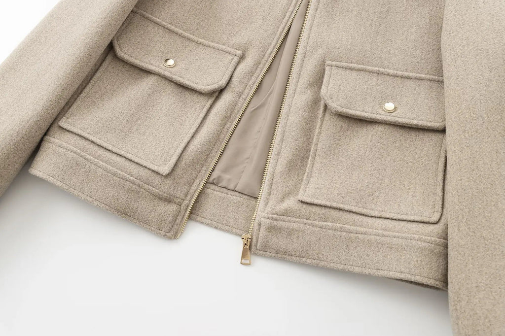 Women's Bomber Jacket Short Zip Front Ribbed Cuffs