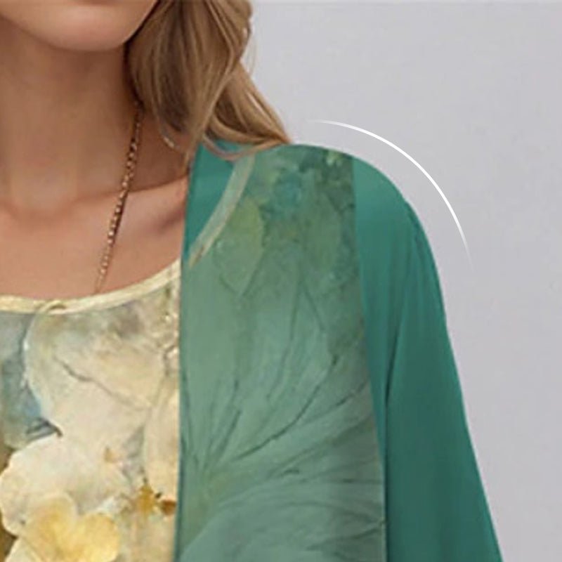Women's Botanical Print Layered Two-Piece Cardigan Set