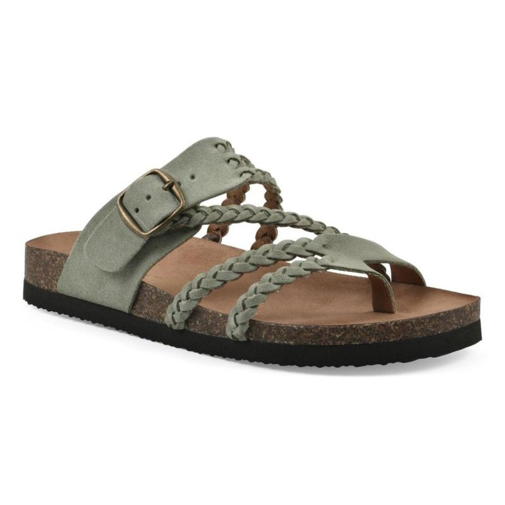 Women's Braided Adjustable Buckle Toe-Loop Sandals - Green