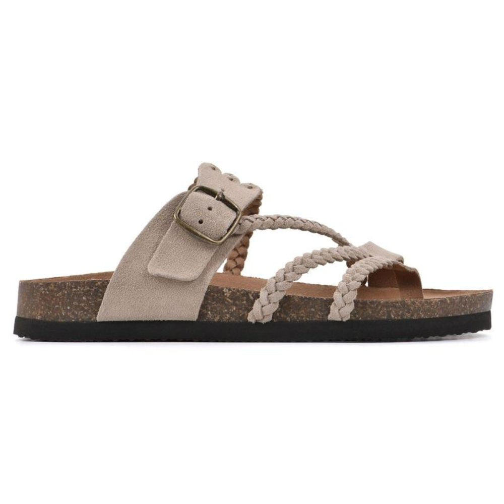 Women's Braided Adjustable Buckle Toe-Loop Sandals - Beige