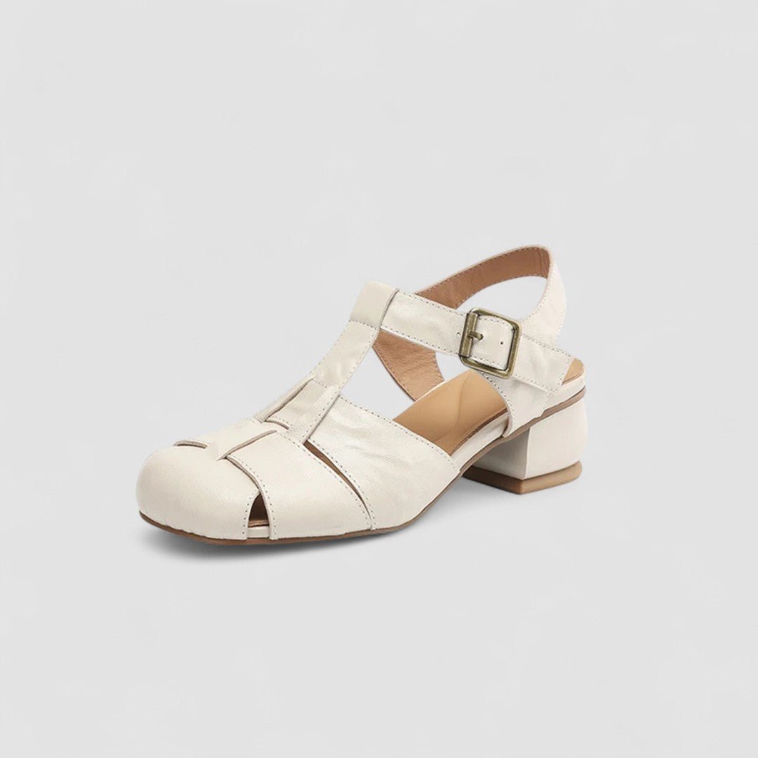 Women's Closed Toe Heeled Sandals with Buckle Straps
