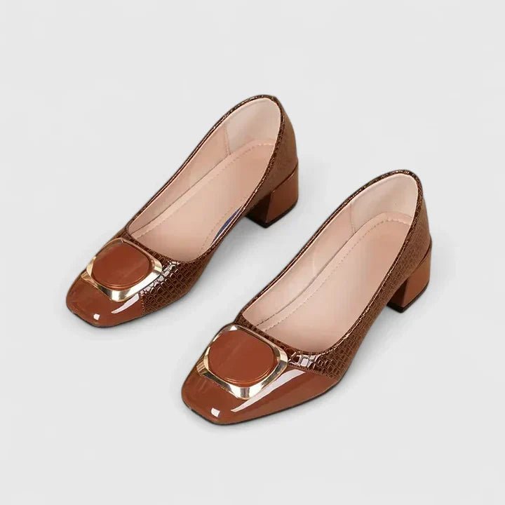 Women's Comfortable Block Heel Loafers with Chain Detail