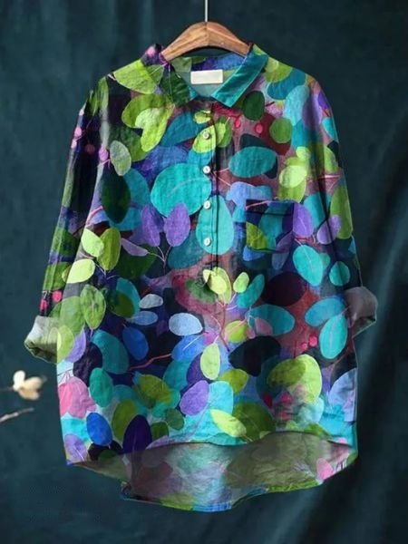 Women's Floral Blouse Button Front Long Sleeve - Multicolor 5