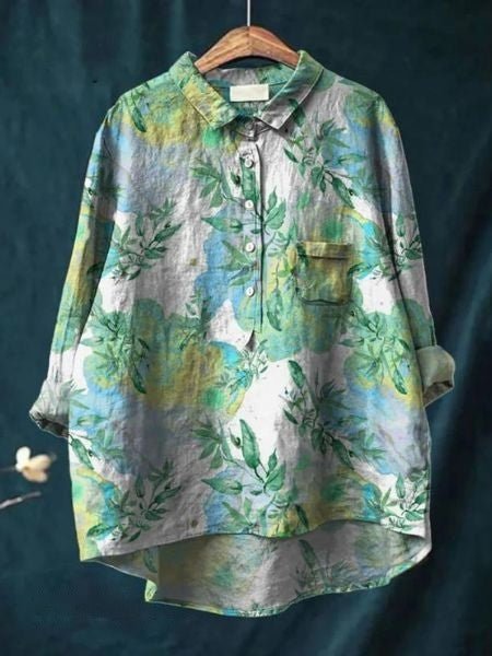 Women's Floral Blouse Button Front Long Sleeve