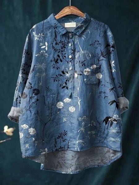 Women's Floral Blouse Button Front Long Sleeve - Multicolor 8