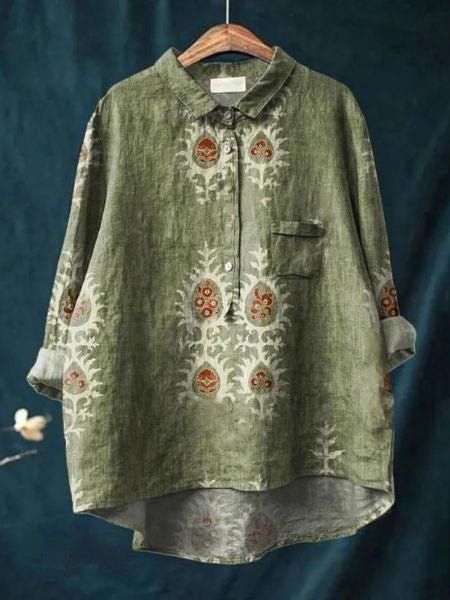 Women's Floral Blouse Button Front Long Sleeve