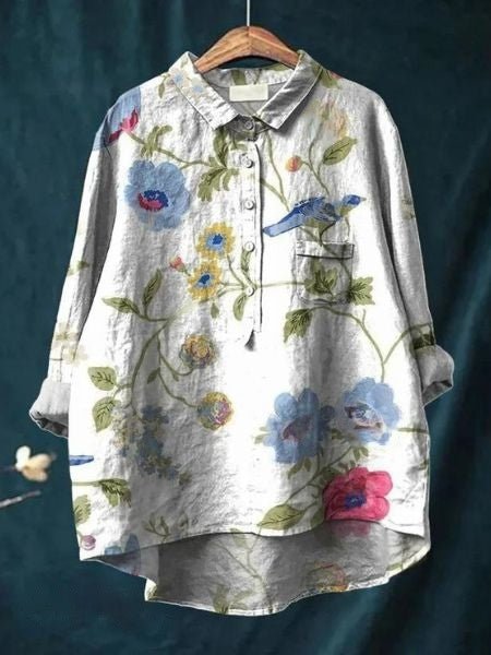 Women's Floral Blouse Button Front Long Sleeve - Multicolor 7
