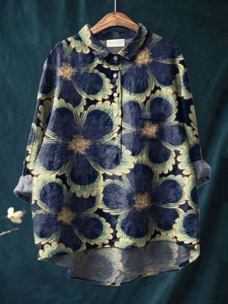 Women's Floral Blouse Button Front Long Sleeve - Multicolor 2