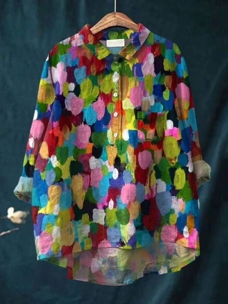 Women's Floral Blouse Button Front Long Sleeve