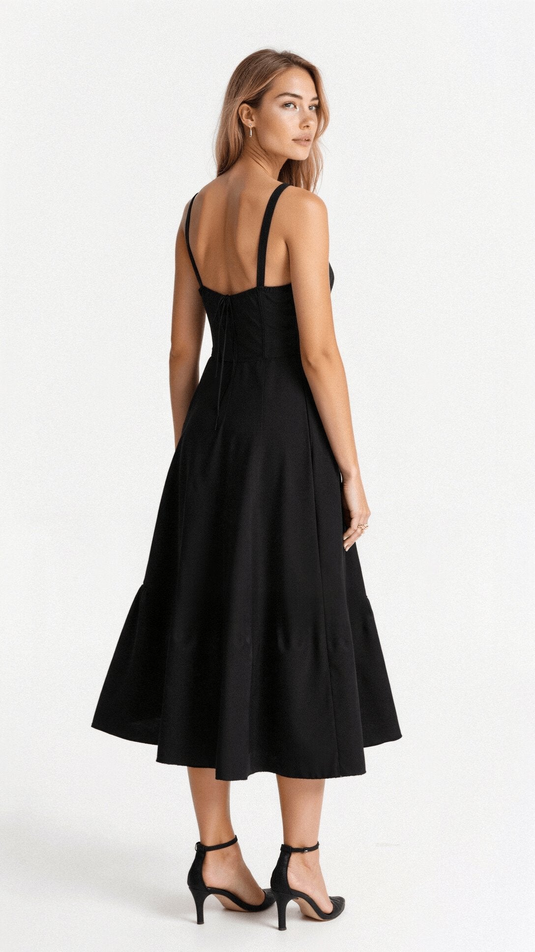 Women's Floral Corset Midi Dress with Side Slit