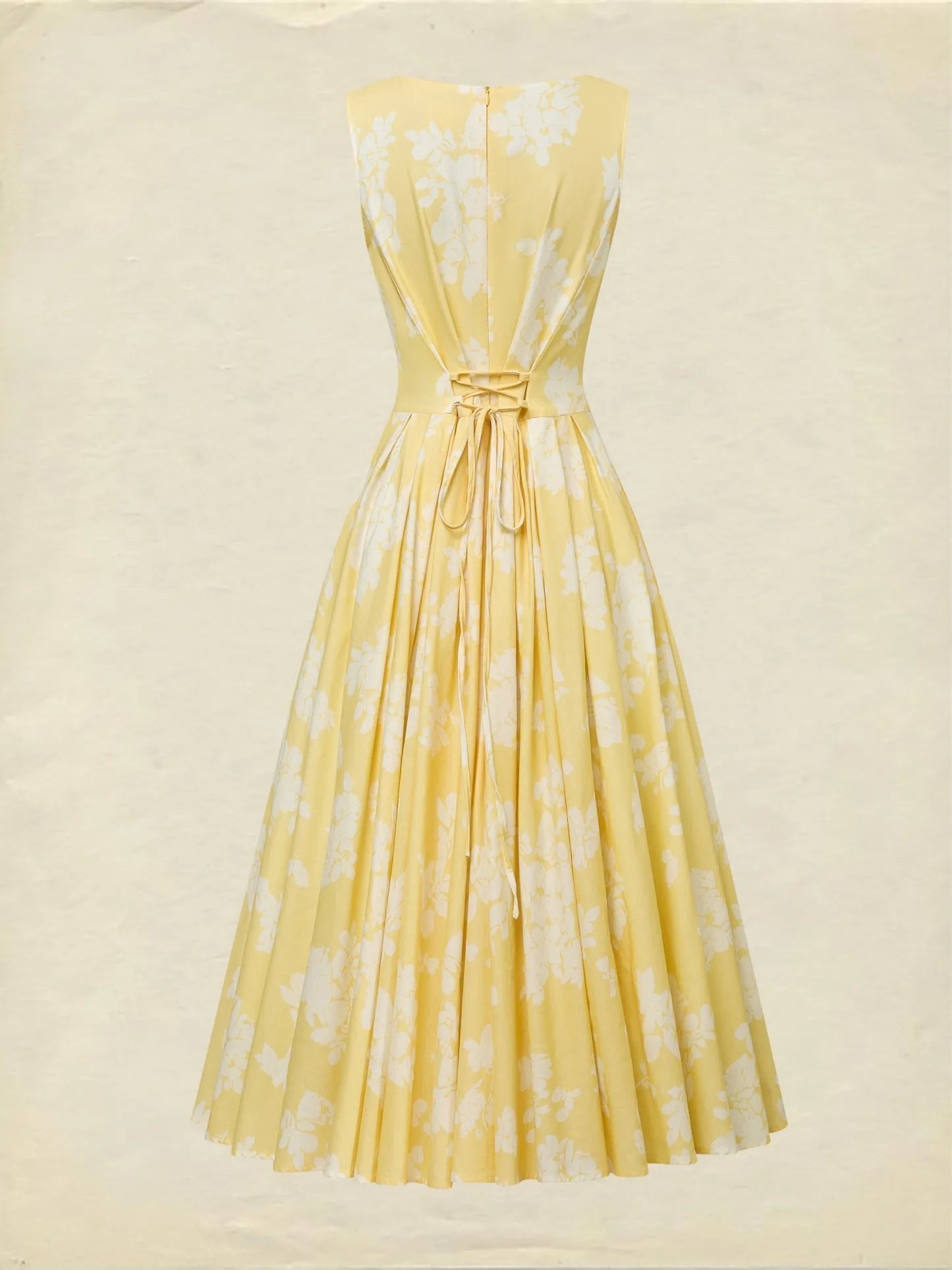 Women's Floral Cotton-Linen Sleeveless Midi Dress