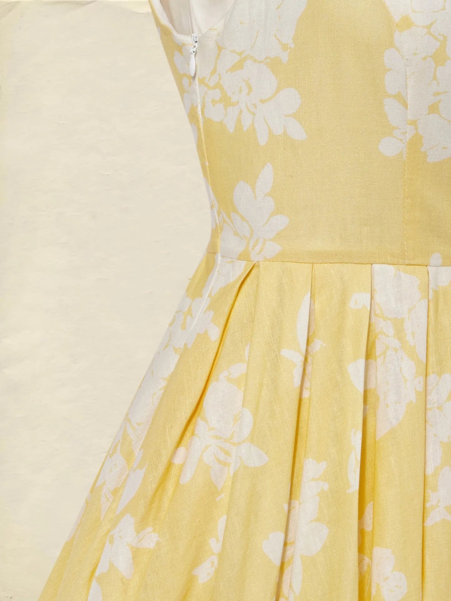 Women's Floral Cotton-Linen Sleeveless Midi Dress