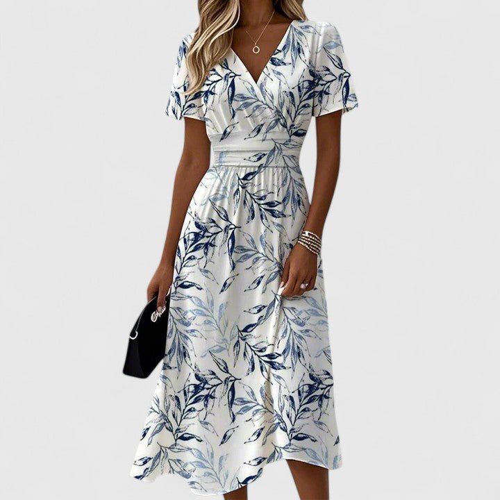 Women's Floral V-Neck Wrap Midi Dress - Floral White