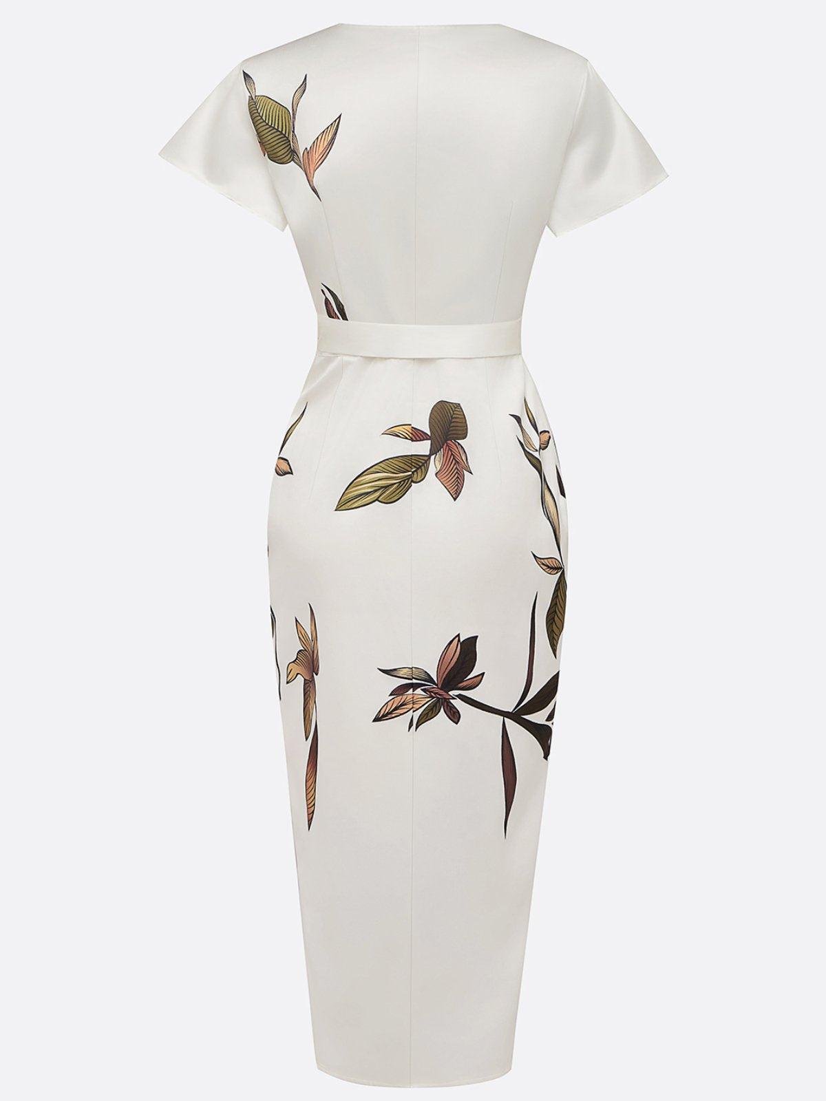 Women's Floral V-Neck Wrap Midi Dress