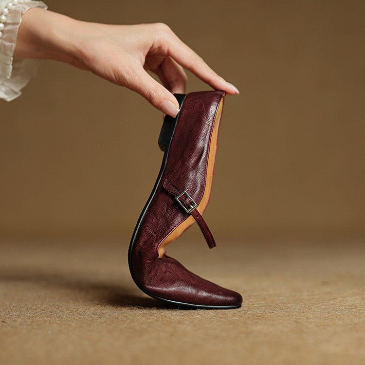 Women's Genuine Leather Pointed-Toe Ankle-Strap Mules