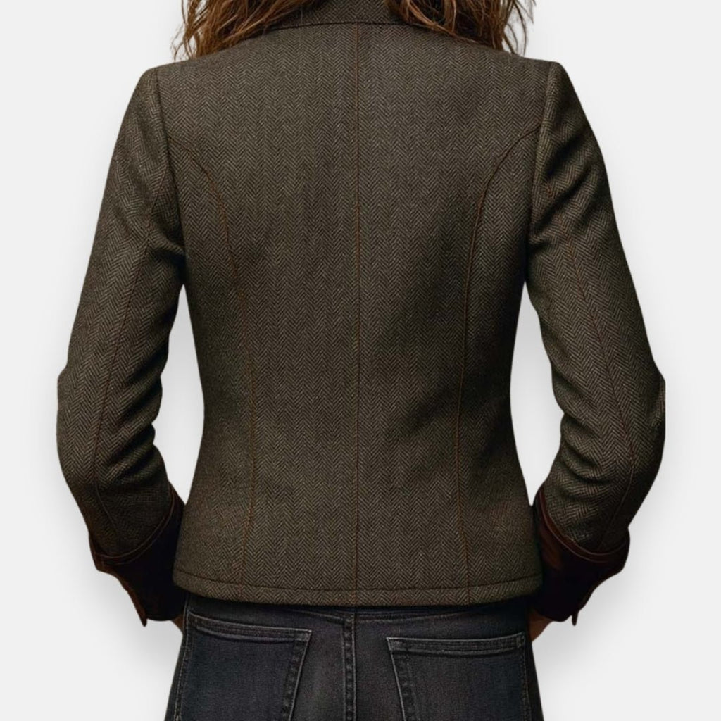 Women's Herringbone Button-Front Structured Jacket