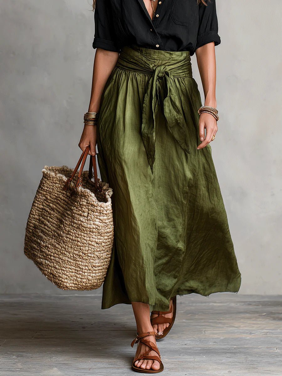 Women's High-Waist Button-Up Two Piece Maxi Skirt Set