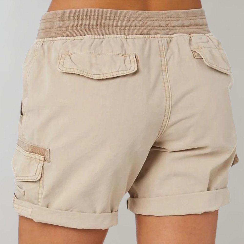 Women's High-Waist Cargo Shorts with Drawstring