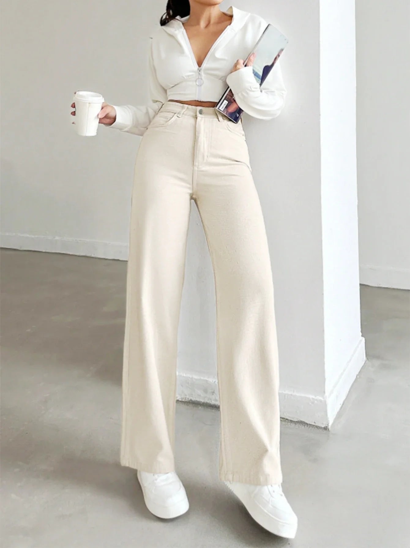 Women's High Waisted Wide Leg Denim Jeans Loose Fit