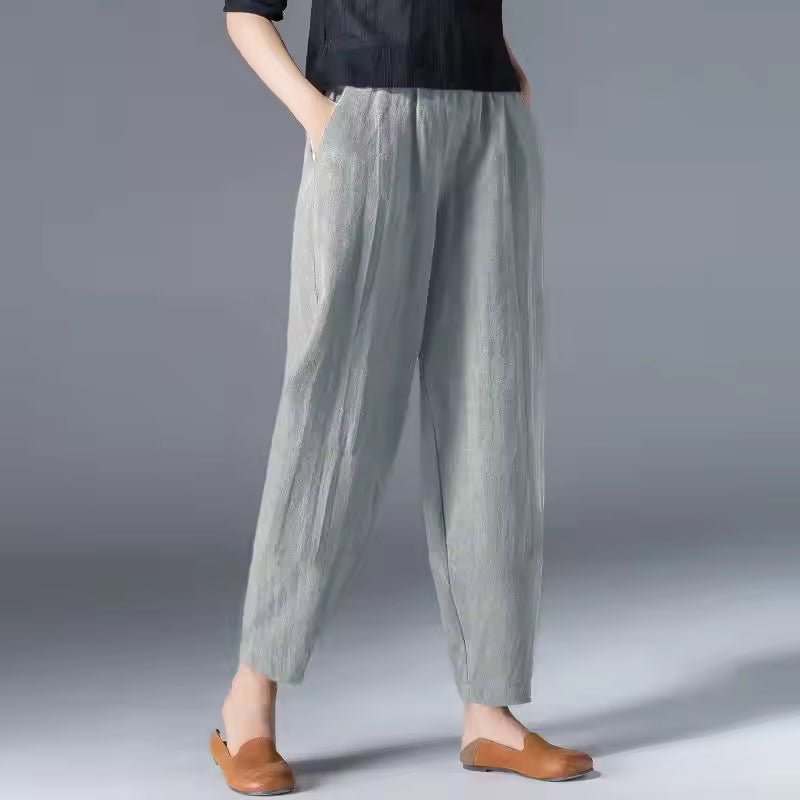 Women's Lightweight Relaxed-Fit Elastic-Waist Ankle Pants - Gray
