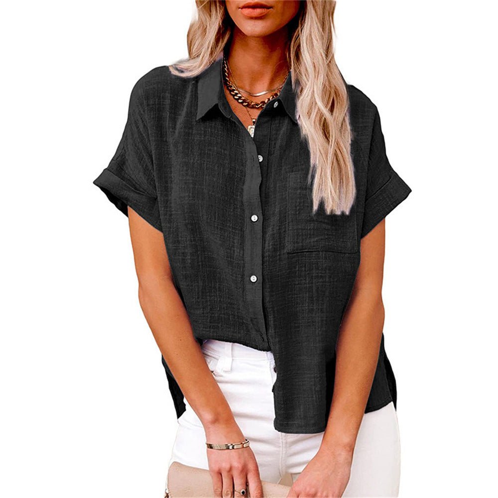 Women's Lightweight Short-Sleeve Button-Front Shirt - Black