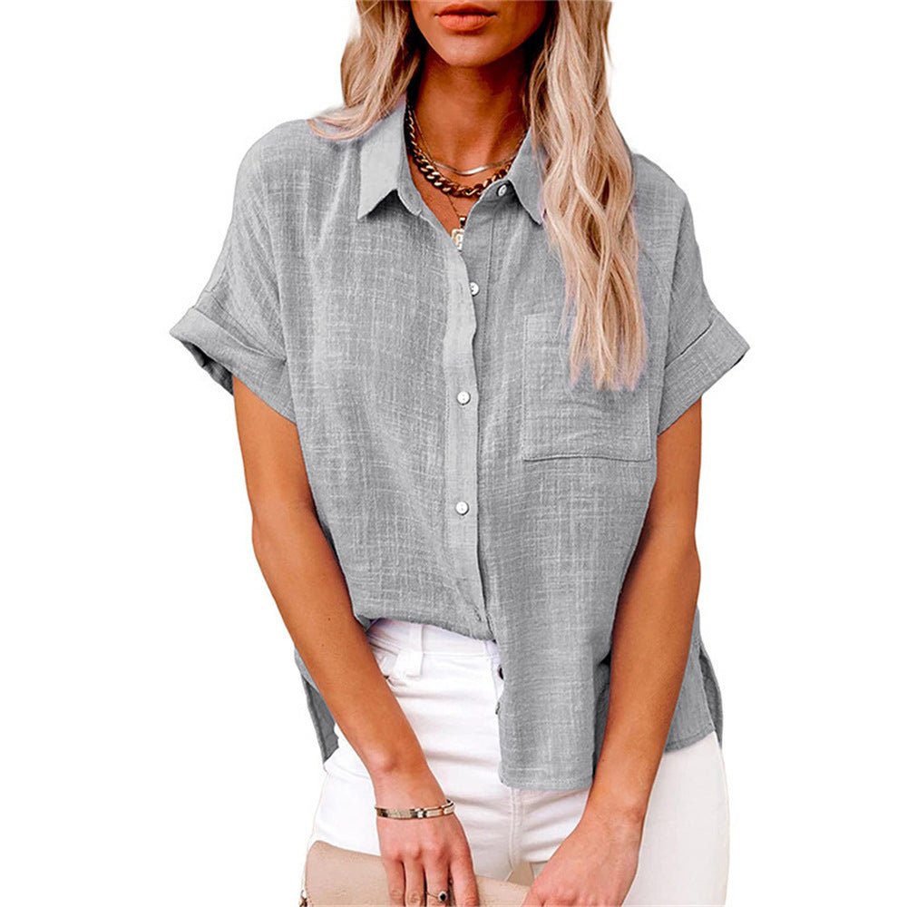 Women's Lightweight Short-Sleeve Button-Front Shirt - Gray