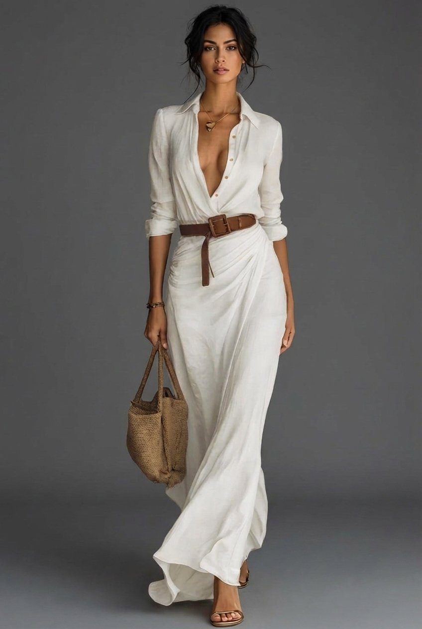 Women's Long Sleeve Wrap Maxi Dress