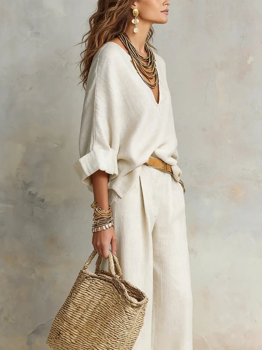 Women's Loose Linen Two-Piece Resort Set
