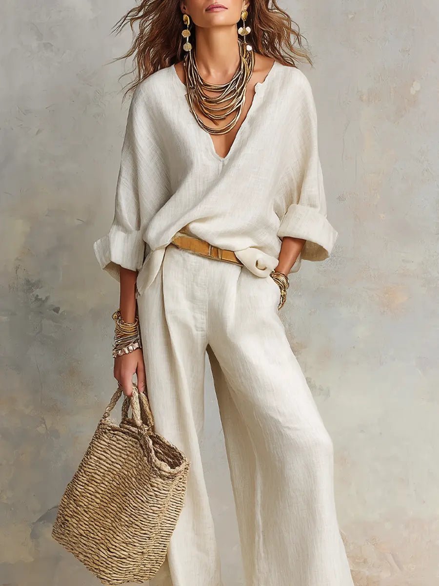 Women's Loose Linen Two-Piece Resort Set