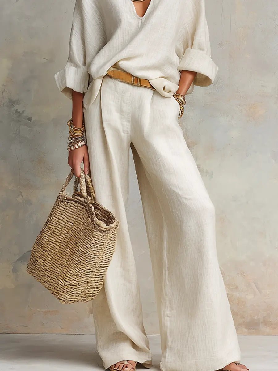 Women's Loose Linen Two-Piece Resort Set