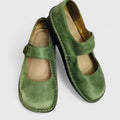 Women's Mary Jane Flats Contrast Stitch Detail - Green