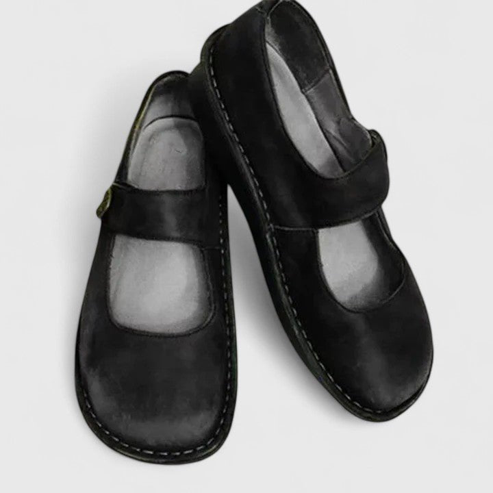 Women's Mary Jane Flats Contrast Stitch Detail - Black