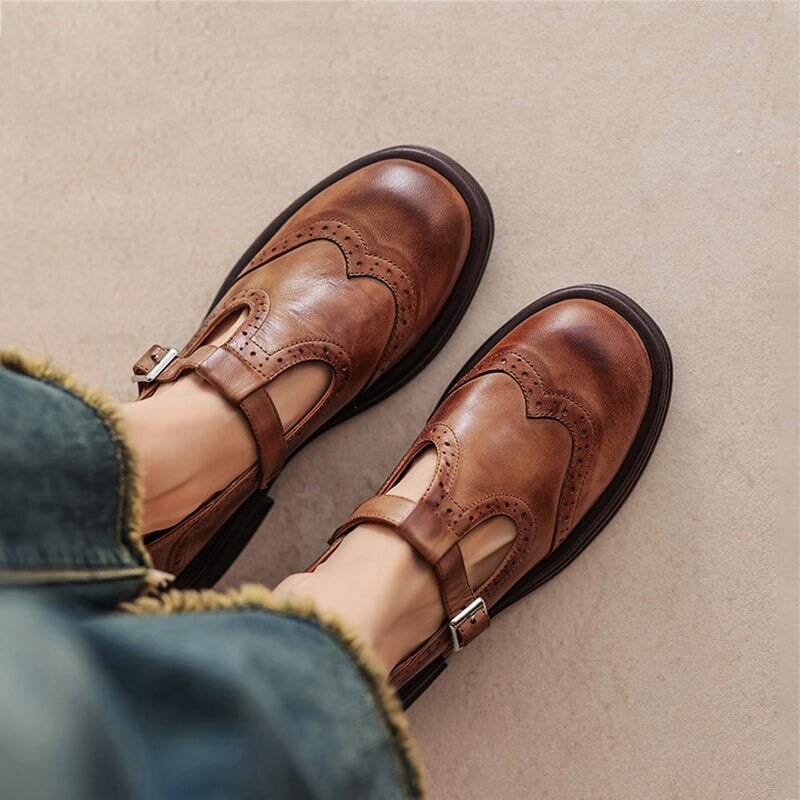 Women's Mary Jane Flats with Buckle Strap